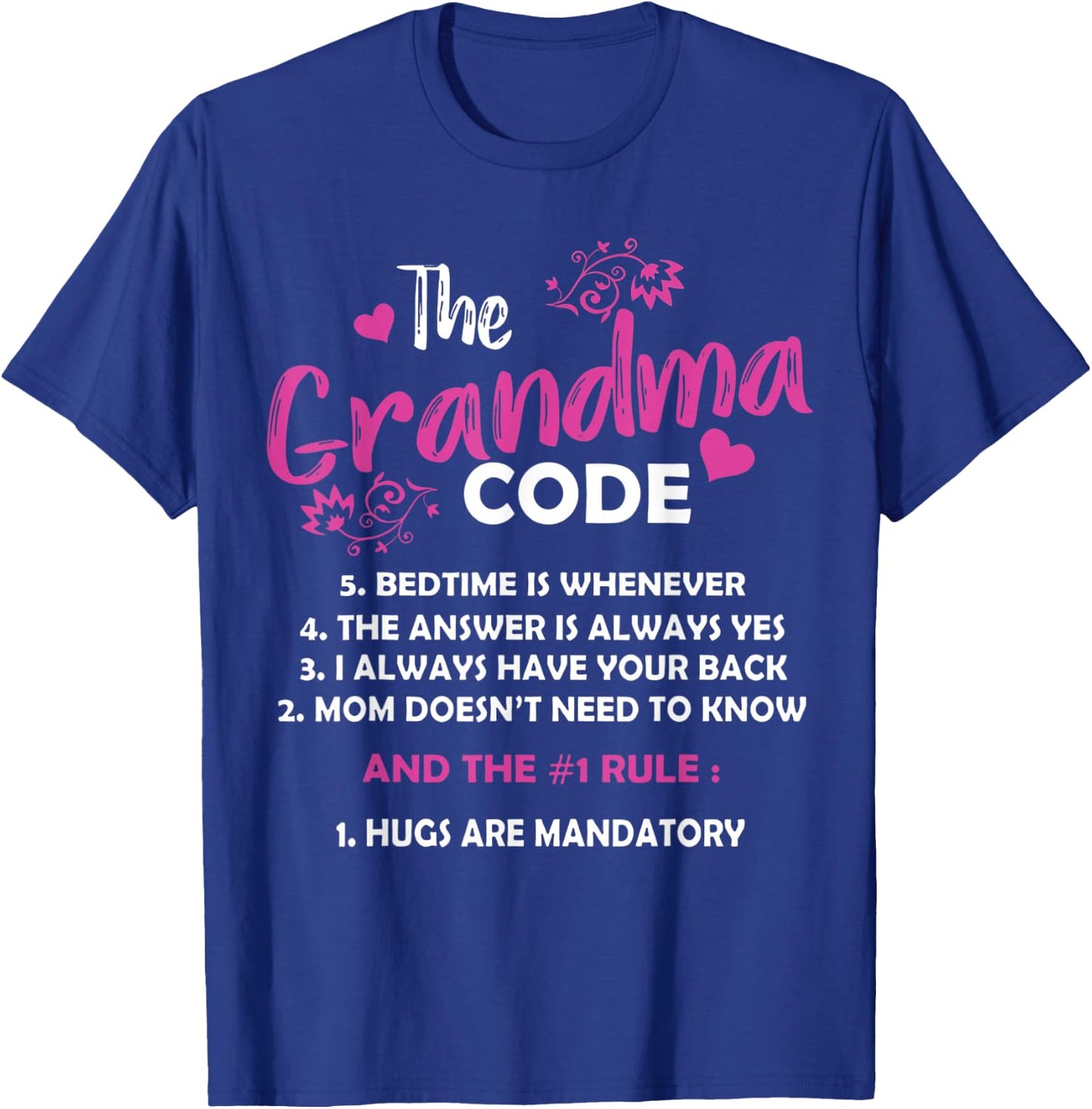 Funny Grandma Grandmother Rules - Women's Classic Fit Black Short Sleeve Cotton Blend - Small T-Shirt - T-Shirt | Royal