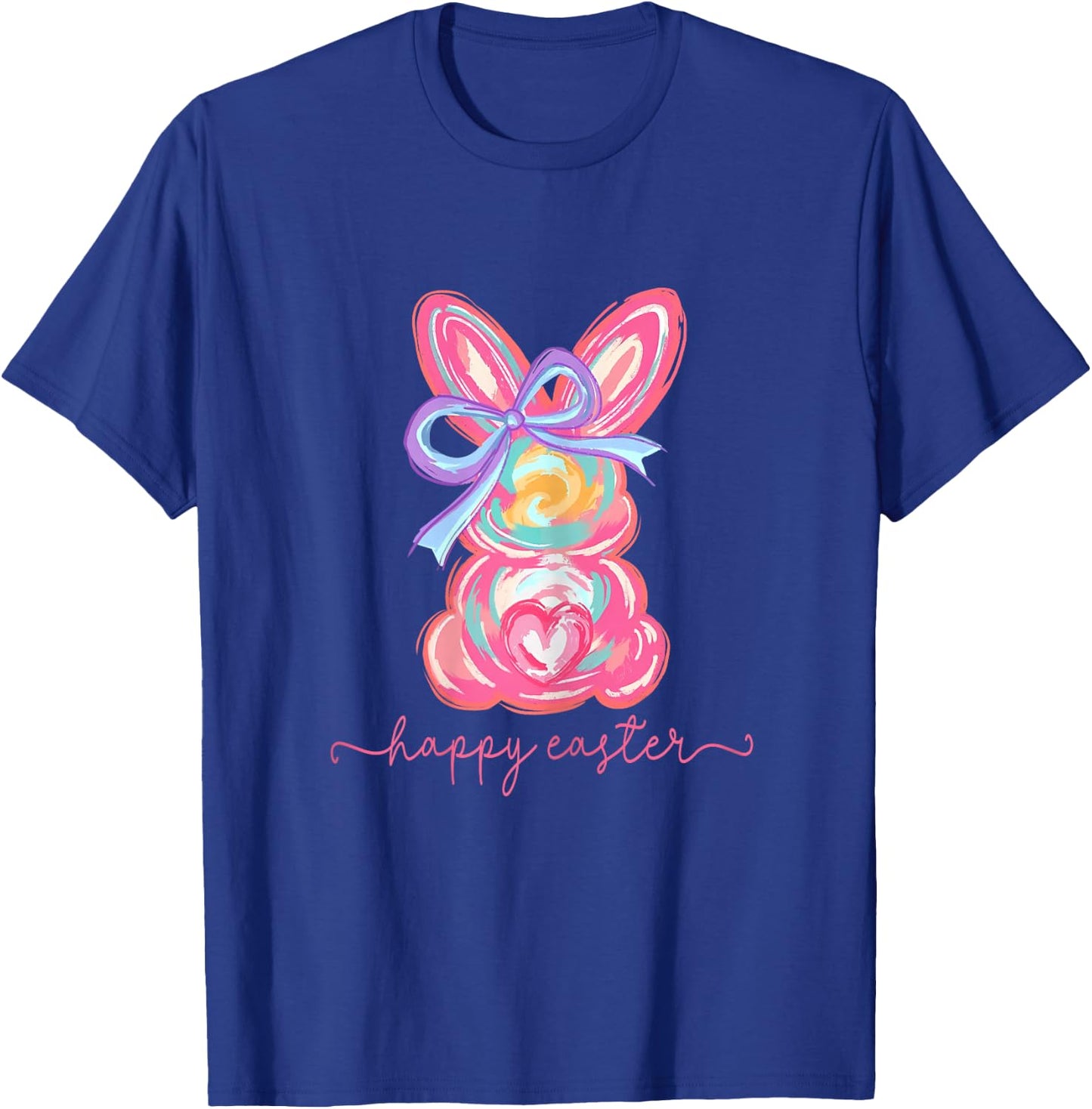 Happy Easter Day Bunny Rabbit Brushstroke Women Girl T-Shirt - T-Shirt | Royal