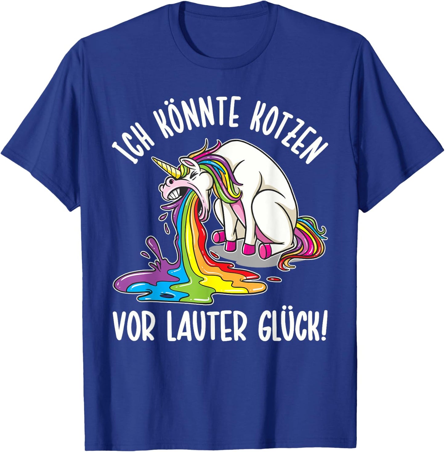 with German Text "Ich KÖNTE KOTZEN VOR LAUTER Glück" [German Language], black T-Shirt - T-Shirt | Royal