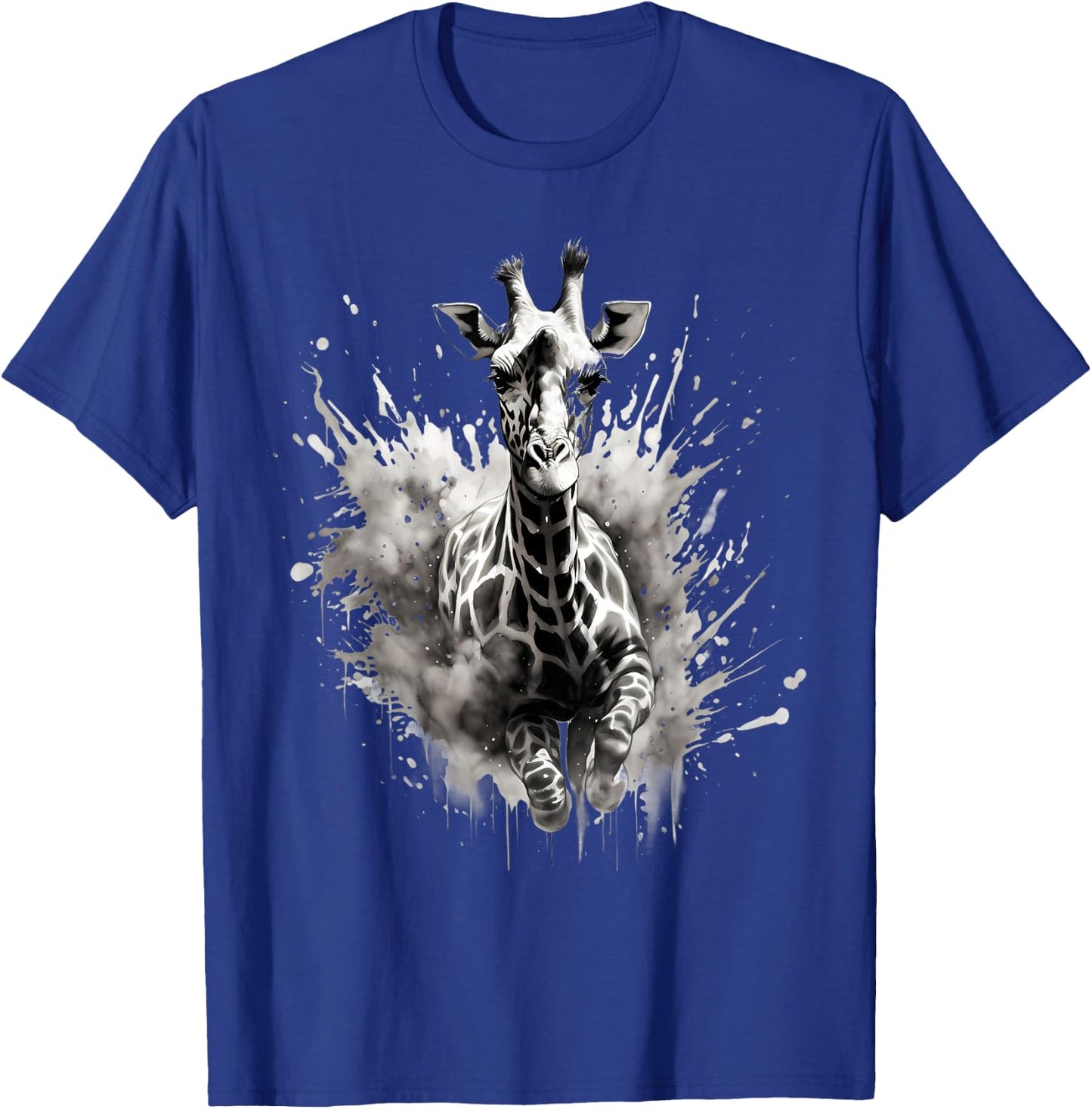 Giraffe Drawing Animal Print Splash Wildlife Safari Artwork T-Shirt - T-Shirt | Royal