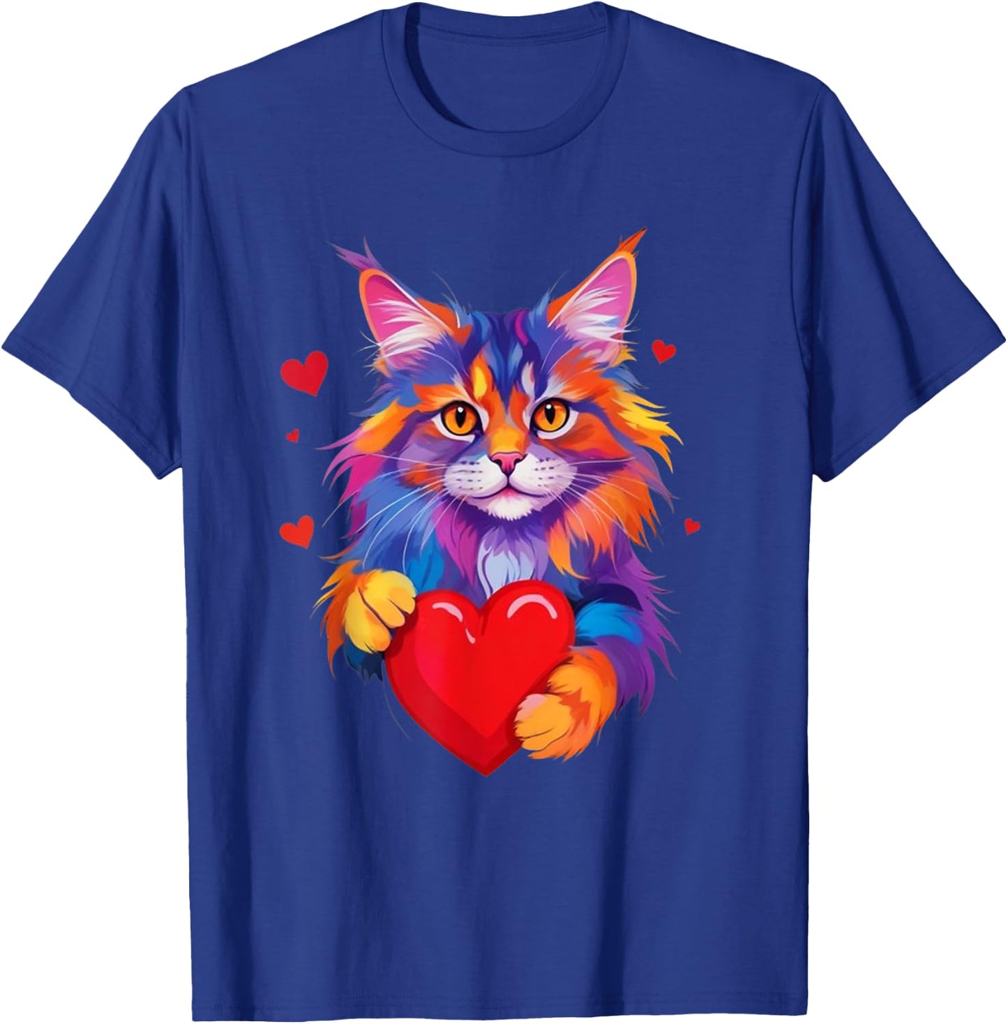 Chemise Maine Coon Cat - Graphique coloré Maine Coon Heart T-Shirt - T-Shirt | Royal