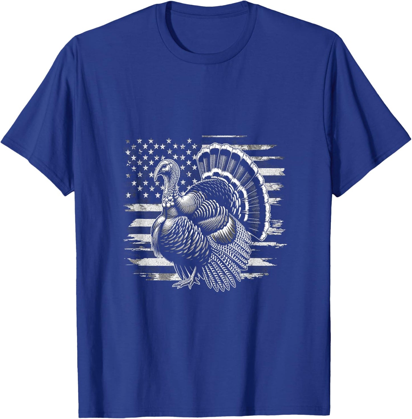 Wild Turkey American Flag USA Flag T-Shirt - T-Shirt | Royal