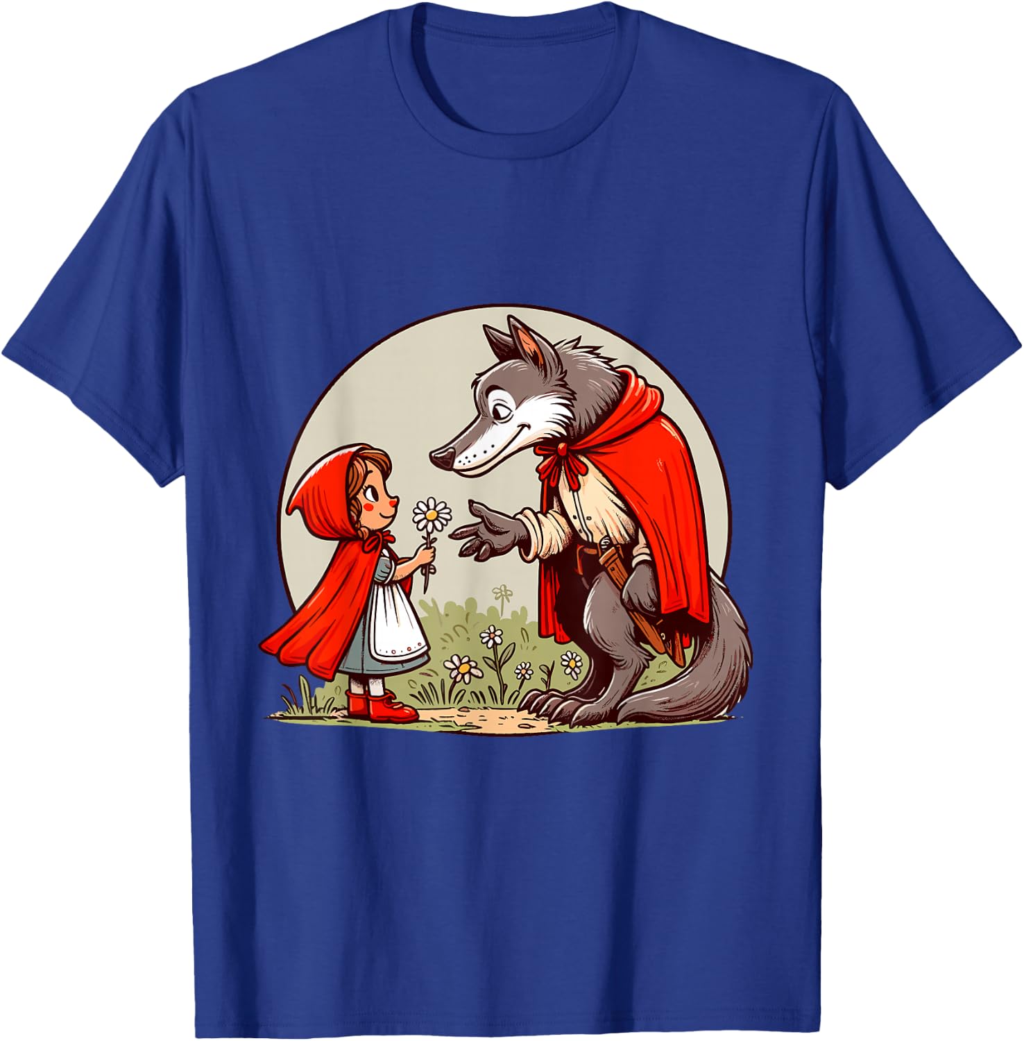 Little Red Riding Hood Fairy Tale Wolf Character Children's Cute , black T-Shirt - T-Shirt | Royal