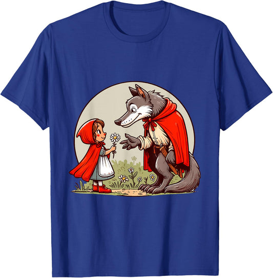 Little Red Riding Hood Fairy Tale Wolf Character Children's Cute , black T-Shirt - T-Shirt | Royal