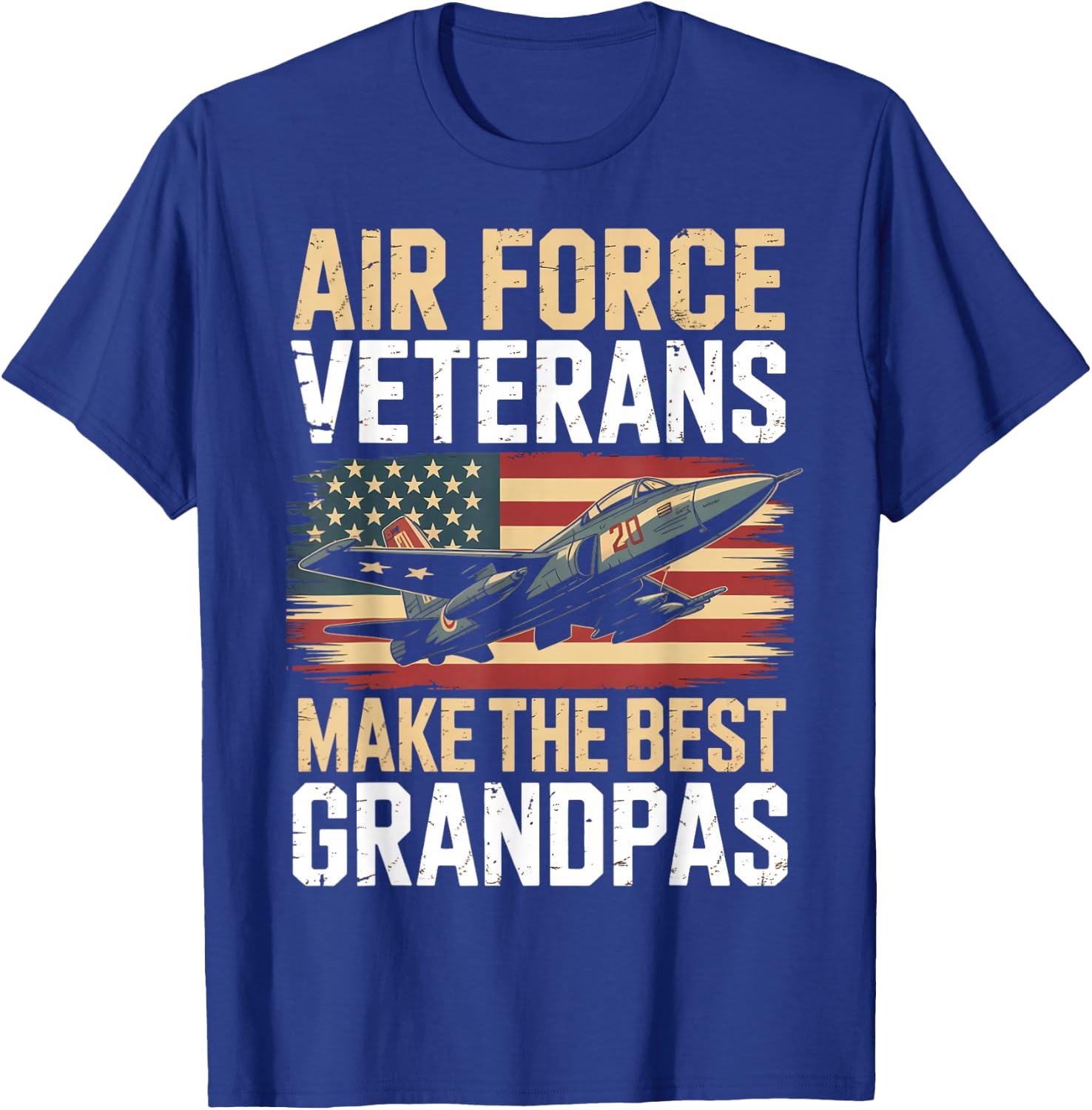 Air Force Grandpa American Patriotic Fighter Pilot Veteran T-Shirt - T-Shirt | Royal