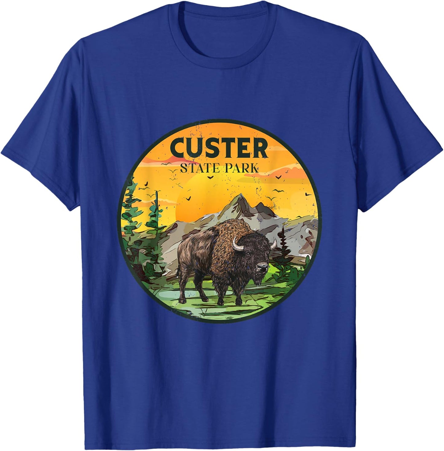Custer State Park South Dakota Bison Outdoor Hiking Camping T-Shirt - T-Shirt | Royal