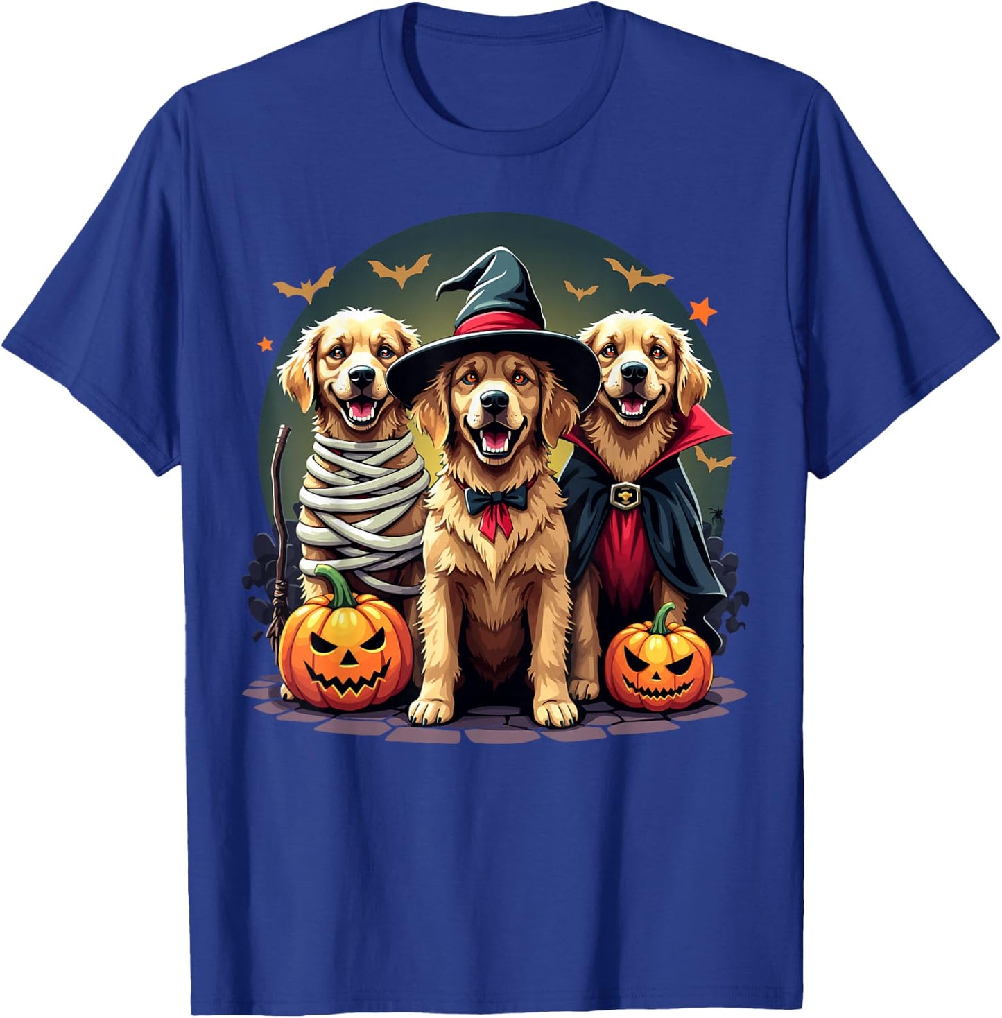 Golden Retriever Halloween Costume Party Witch Mummy Vampire T-Shirt - T-Shirt | Royal