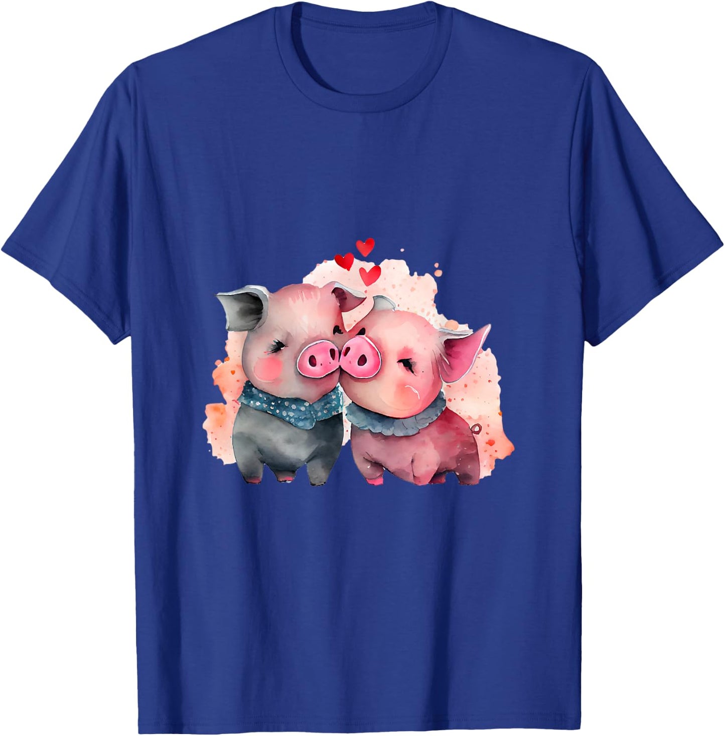 Two Loving Pigs In Love Heart Valentine's Day Pig T-Shirt - T-Shirt | Royal