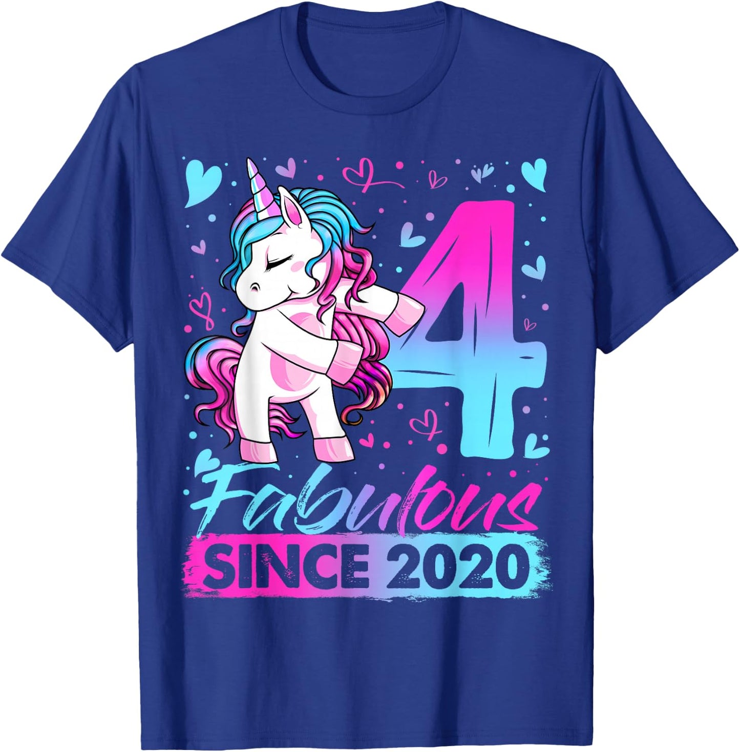 4 Years Old Flossing Unicorn Gifts 4th Birthday Girl Party T-Shirt - T-Shirt | Royal