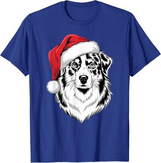 Joyful Aussie Santa Dog on Australian Shepherd Christmas Women Kids T-Shirt - T-Shirt | Royal