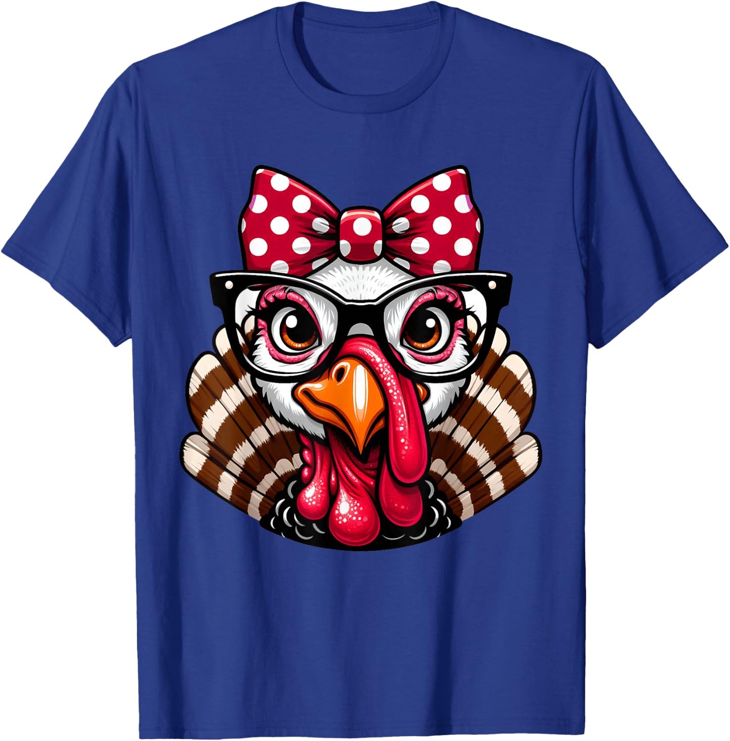 Thanksgiving Turkey Face Glasses Women Girls T-Shirt - T-Shirt | Royal