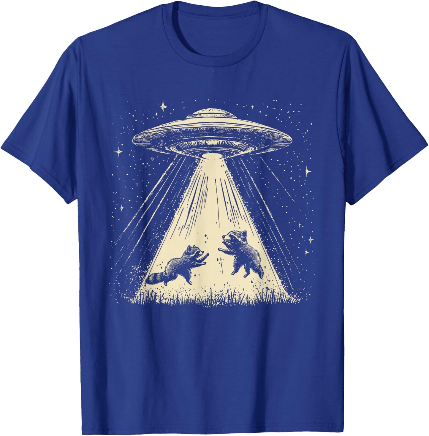 Bad Attitudes Retro UFO Raccoon Space Alien Raccoon Sci-Fi T-Shirt - T-Shirt | Royal
