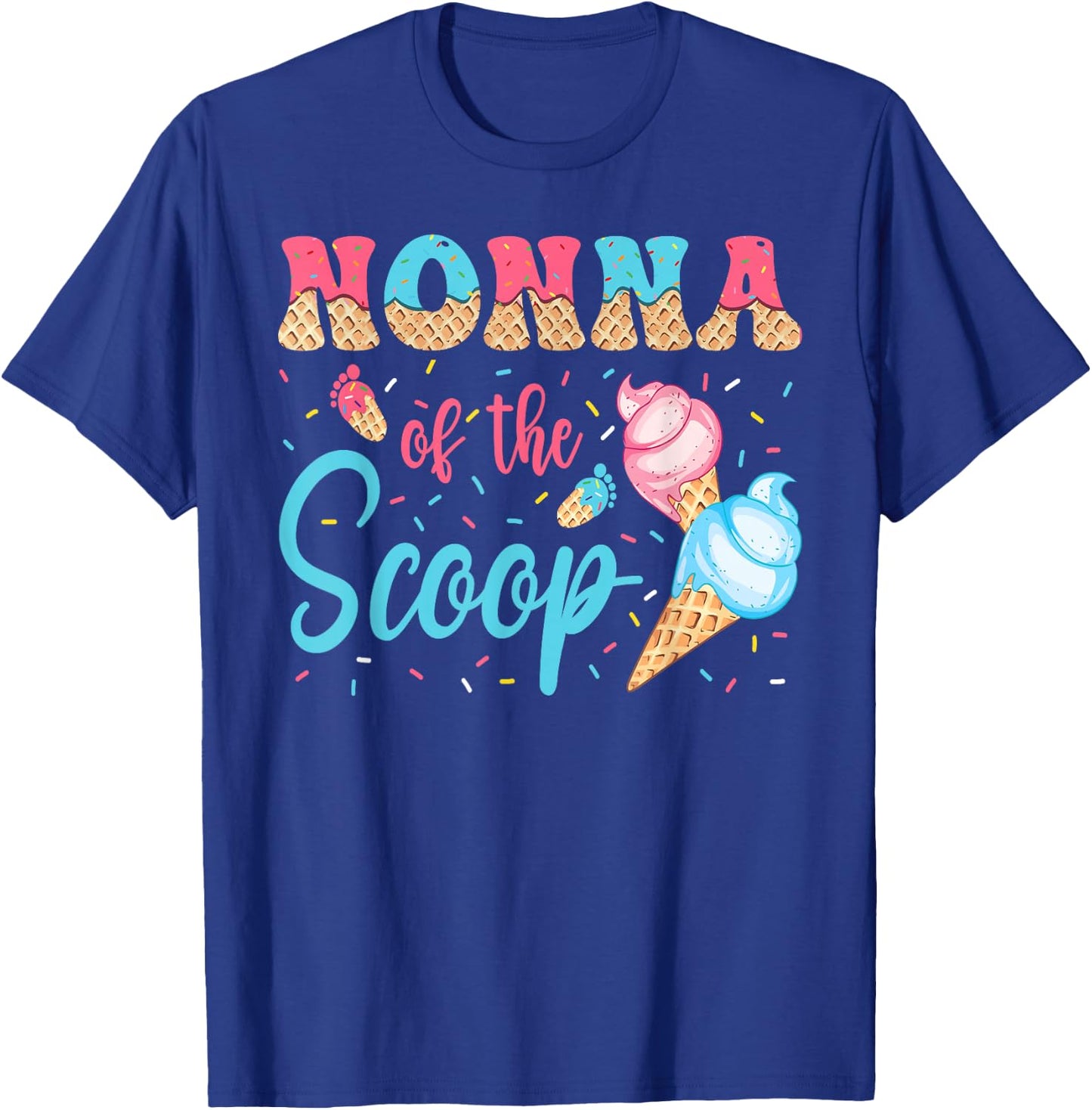 Nonna Of The Scoop Ice Cream Gender Reveal Baby Shower T-Shirt - T-Shirt | Royal