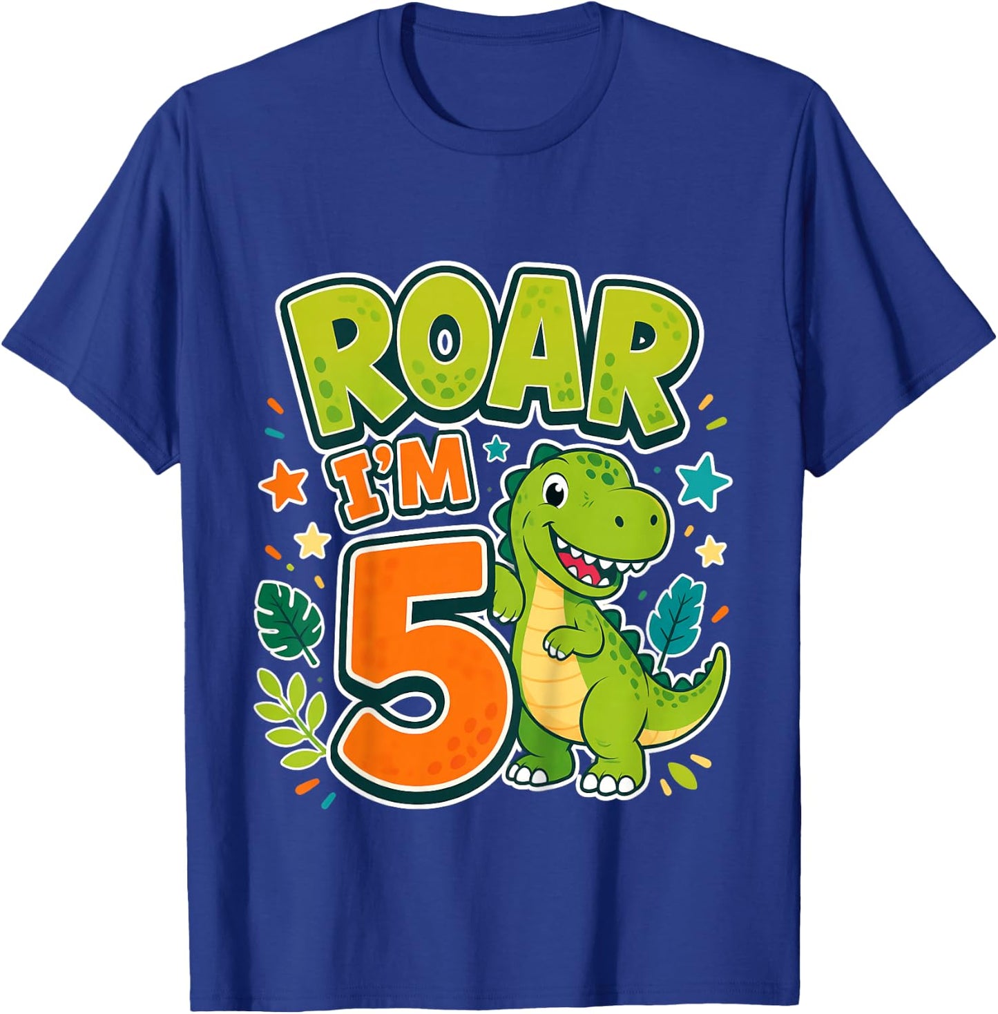 Kids Roar Im 5 Dinosaur Birthday Kids T-Shirt - T-Shirt | Royal