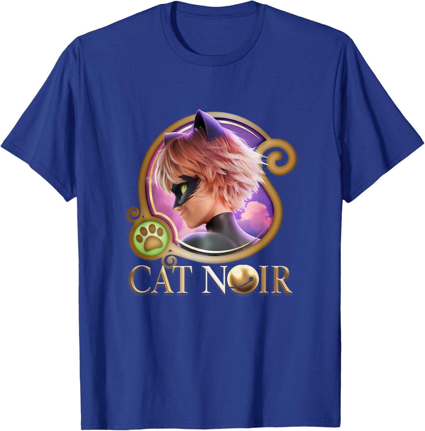 Miraculous Ladybug The Movie Cat Noir Badge Gold T-Shirt - T-Shirt | Royal