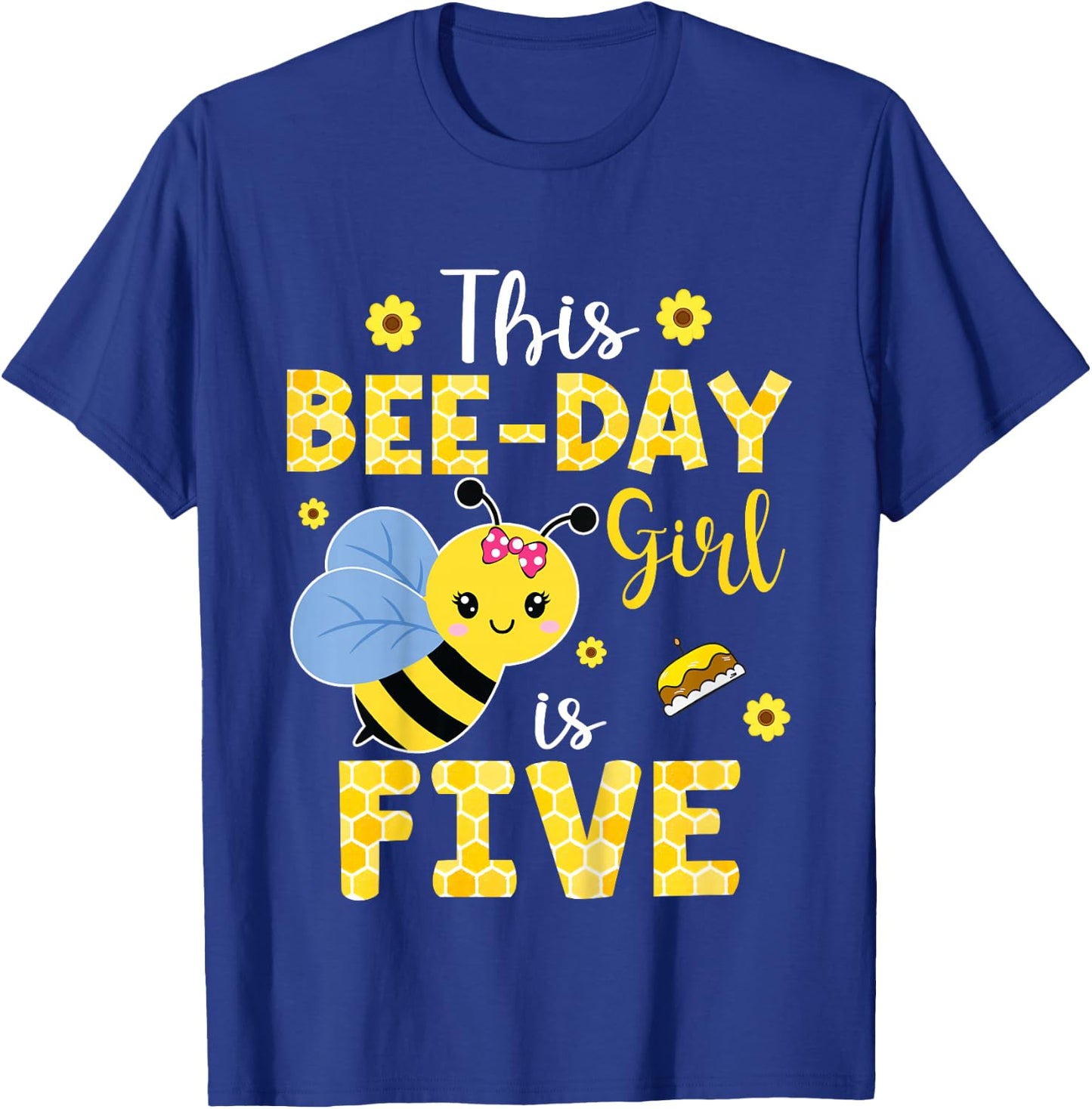 This Bee-Day Girl Is Five 5 Years Old 5th Birthday Kids T-Shirt - T-Shirt | Royal