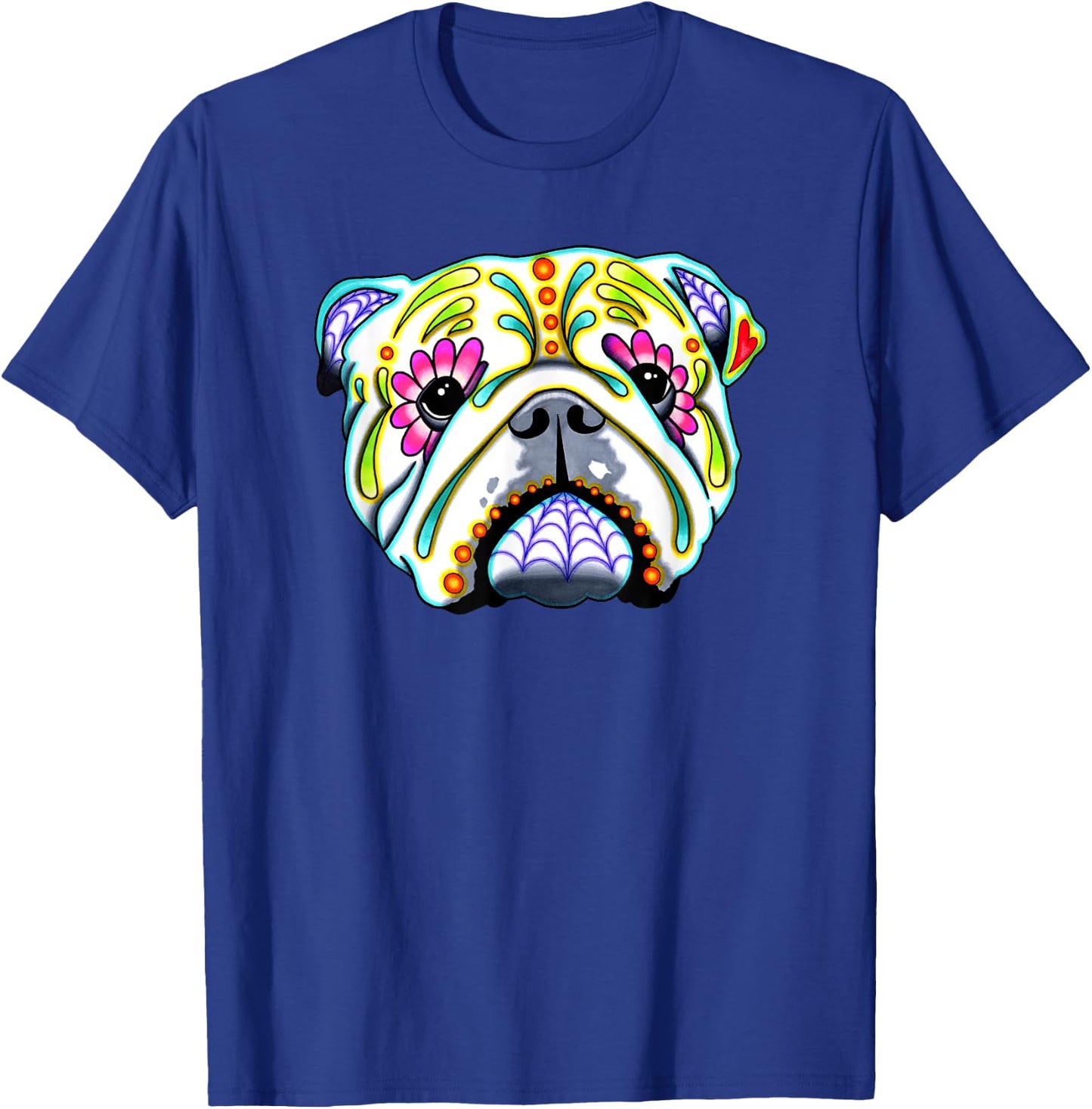 English Bulldog - Day of the Dead Sugar Skull Dog T-Shirt - T-Shirt | Royal