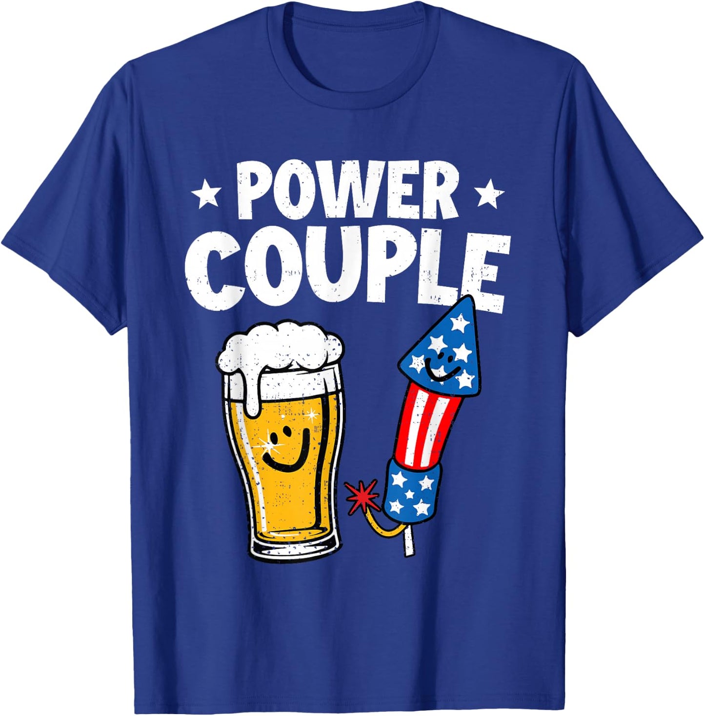 Power Couple Funny Beer Firework Fourth of July Patriotic T-Shirt - T-Shirt | Royal