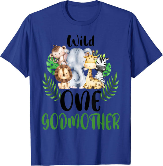 Godmother of The Wild One Zoo Birthday Safari Jungle Animal T-Shirt - T-Shirt | Royal