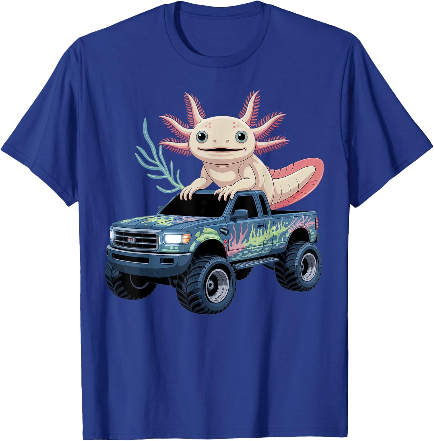 Monster Truck With Axolotl Design T-Shirt - T-Shirt | Royal