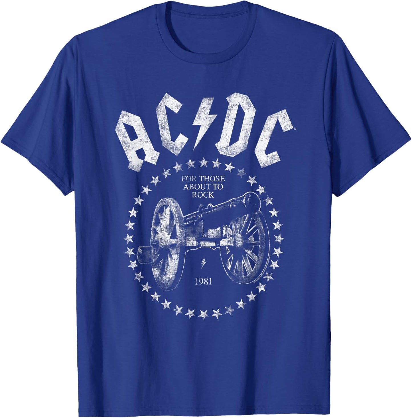 AC/DC For Those About To Rock 1981 Distressed Cannon T-Shirt - T-Shirt | Royal