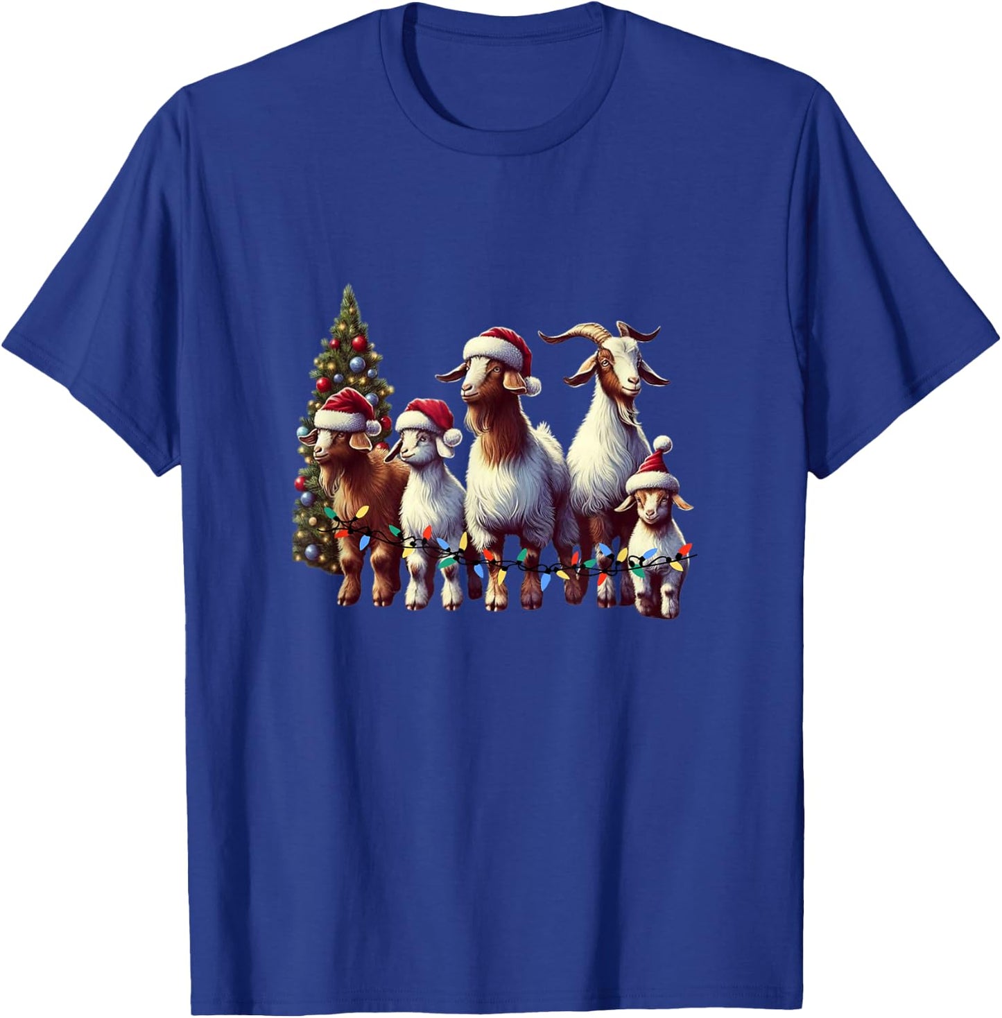 Christmas Goat with Santa Hat Goats Christmas Farmer T-Shirt - T-Shirt | Royal