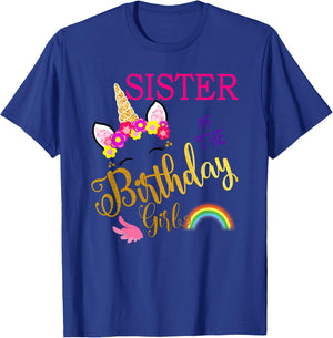 Sister of The Birthday for Girl Sis Unicorn First Birthday T-Shirt - T-Shirt | Royal