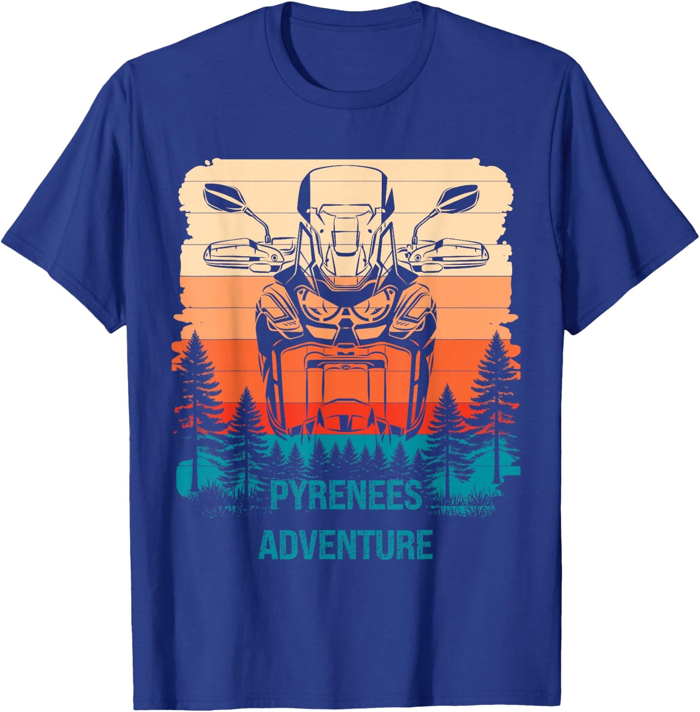 Pyrenees Twin Adventure Rider CRF Edition Biker Travel Retro , Black, S T-Shirt - T-Shirt | Royal