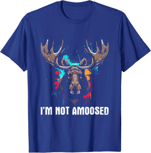 I'm Not Amoosed - Funny Vintage Not Amused Moose Pun Joke T-Shirt - T-Shirt | Royal