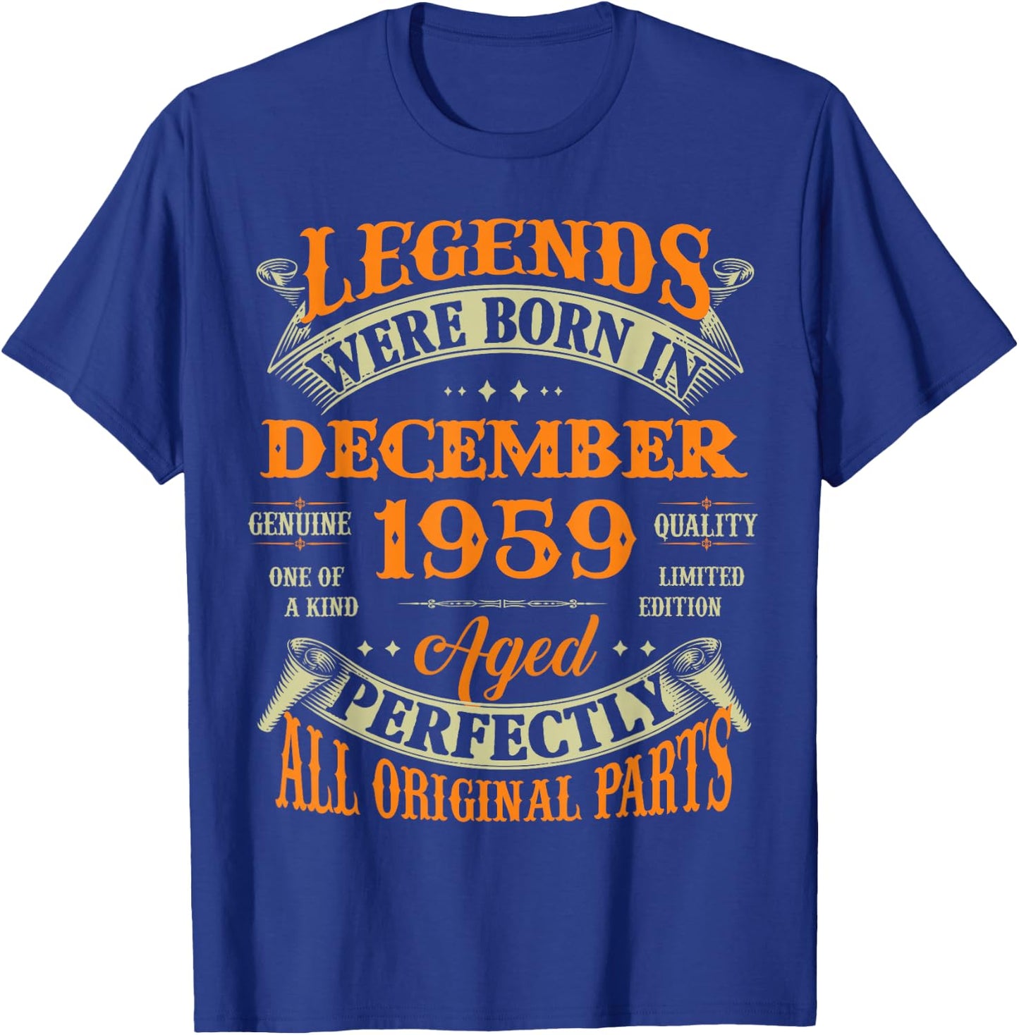 67th Birthday Legends Born In December 1959 67 Yrs Old T-Shirt - T-Shirt | Royal