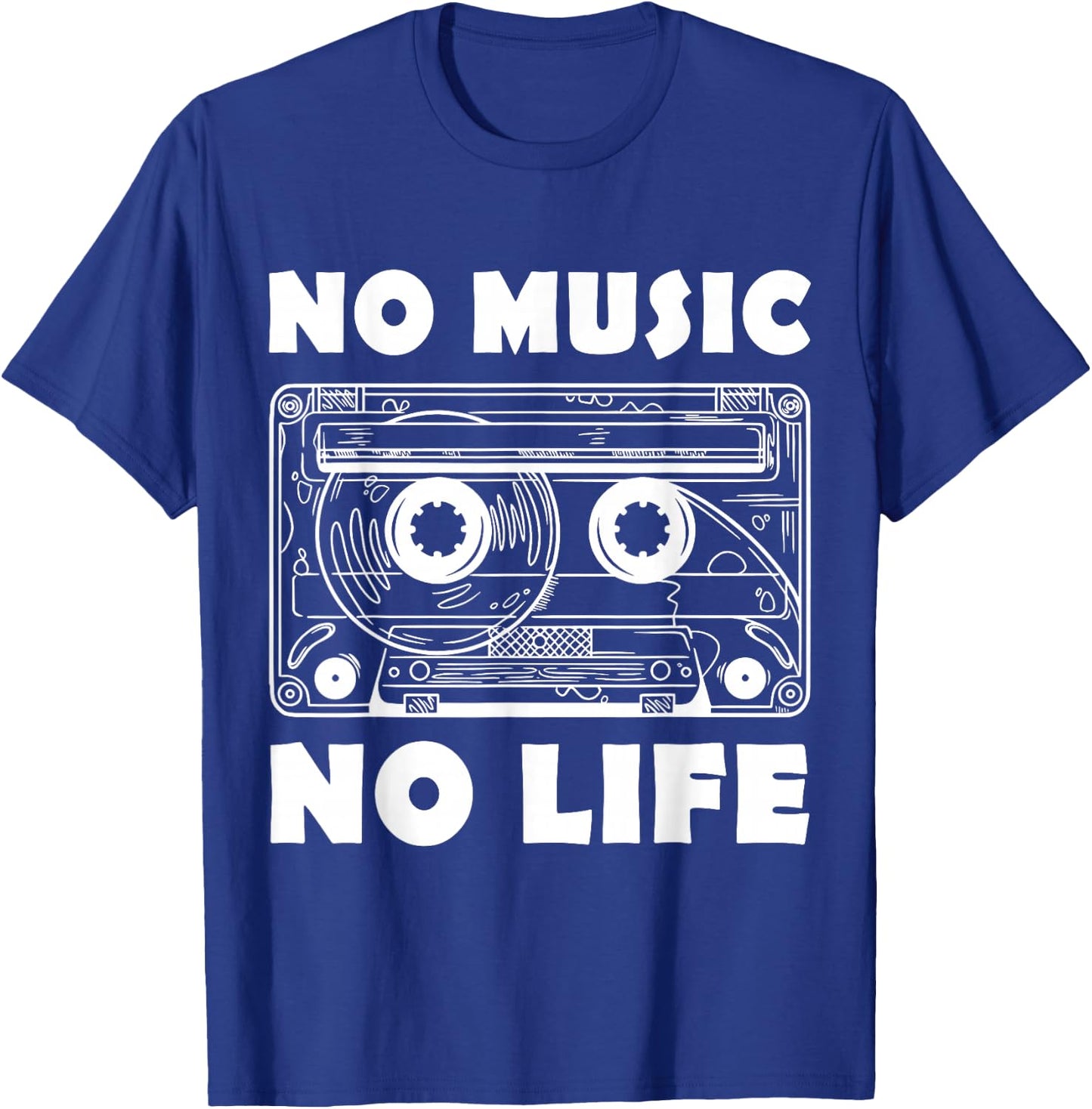 No Music No Life Cassette Tape 80s 90s Music Vintage Party T-Shirt - T-Shirt | Royal