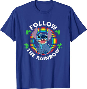 Disney Lilo & Stitch St. Patrick's Day Follow The Rainbow T-Shirt - T-Shirt | Royal