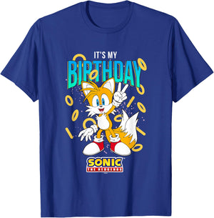 Sonic The Hedgehog Birthday It's My Birthday Tails Rings T-Shirt - T-Shirt | Royal