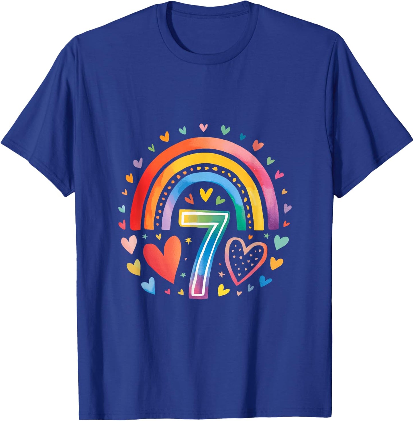 J'ai Déjà 7 Ans - Design Anniversaire Arc-en-ciel Pour Fille T-Shirt - T-Shirt | Royal