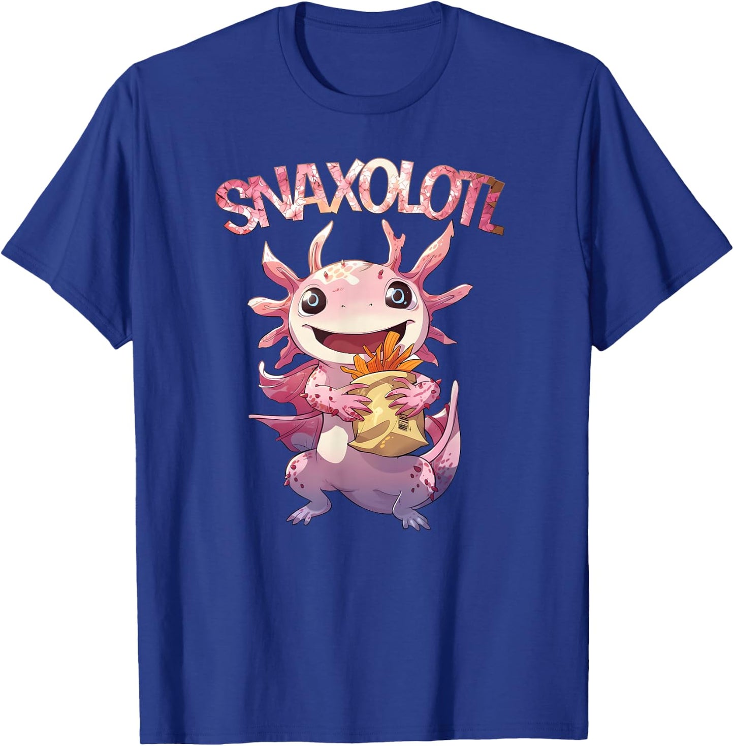 Cute Axolotl Salamander Lover Snaxolotl Axolotl Snacks T-Shirt - T-Shirt | Royal