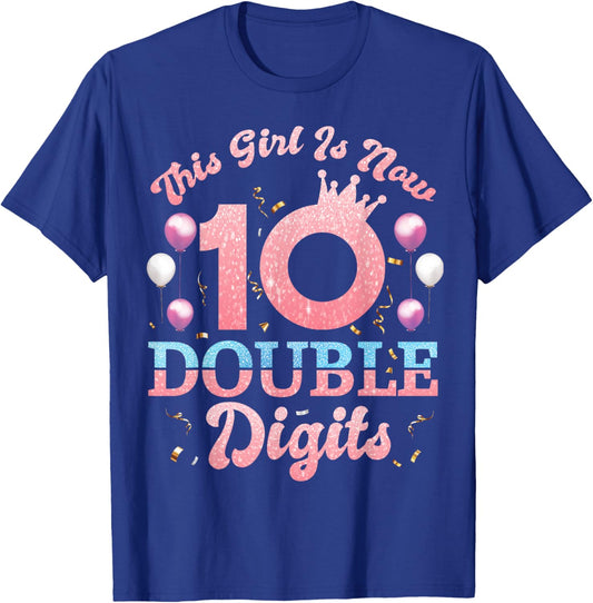 In My Double Digits Era Retro 10 Year Old 10th Birthday Girl T-Shirt - T-Shirt | Royal