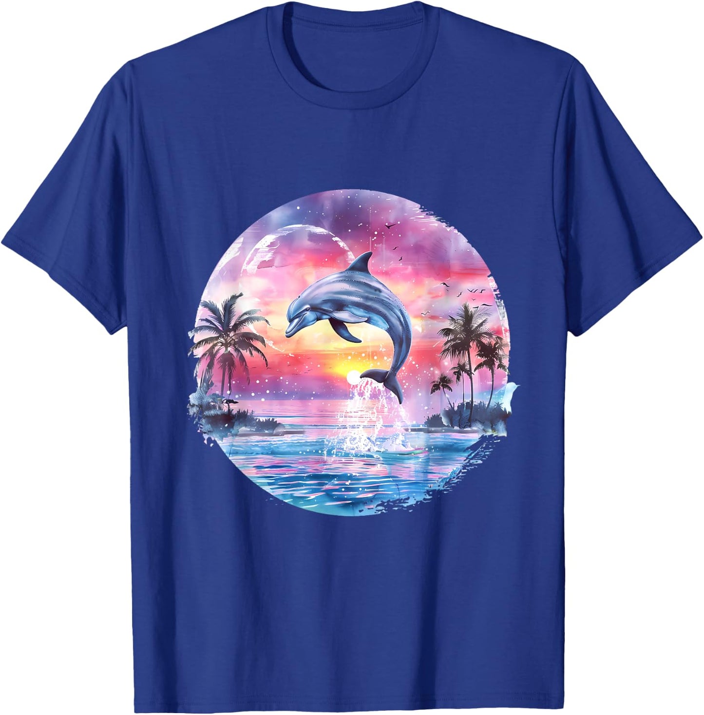 Sea Ocean Animal Art Delfin Sonnenuntergang Meer Ozean Tierliebhaber Ozean Meer Delfin Schwarz S EU 38-40 T-Shirt - T-Shirt | Royal