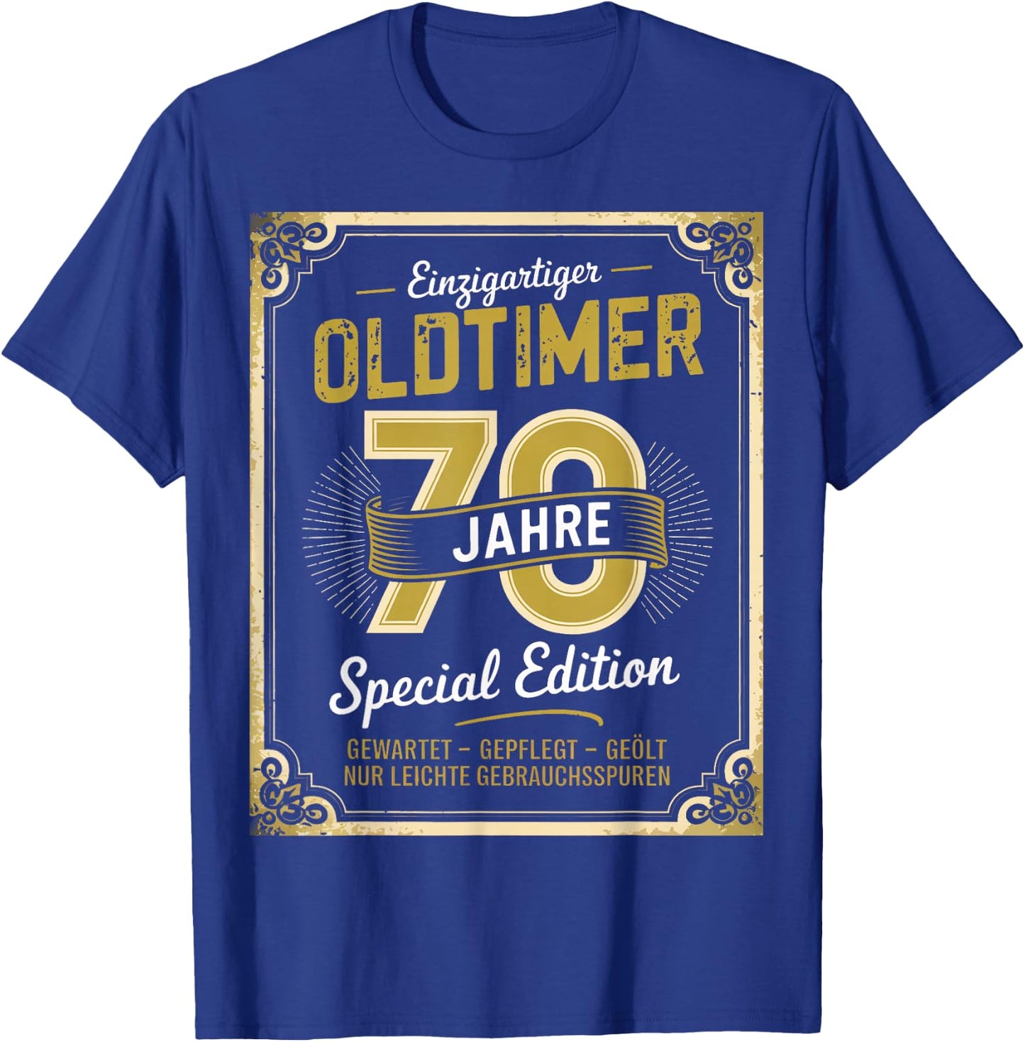 70th Birthday Man Woman 70 Years 1954 Decorative Funny Gift , black T-Shirt - T-Shirt | Royal
