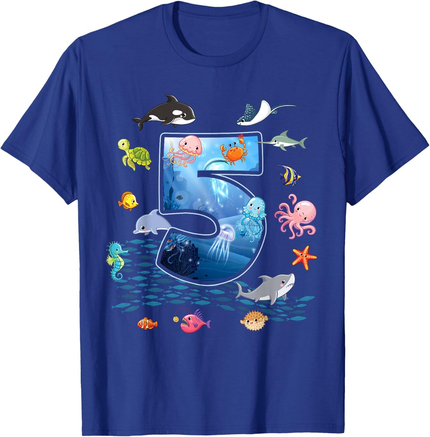 5th Birthday Aquarium Sea Aquatic Animals Lover Boys Girls T-Shirt - T-Shirt | Royal