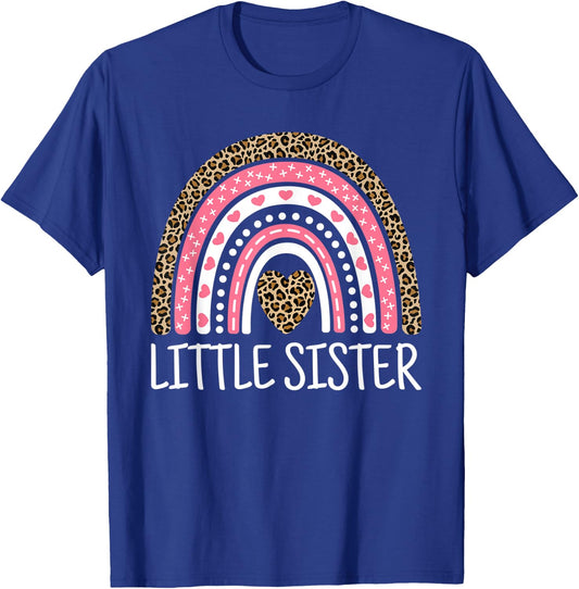 Sis Outfit Girl Kid Rainbow Leopard Print Cute Little Sister T-Shirt - T-Shirt | Royal