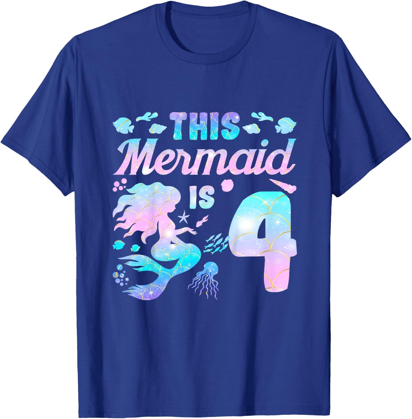 Kids This Mermaid is 4 Birthday Girls Mermaid T-Shirt - T-Shirt | Royal