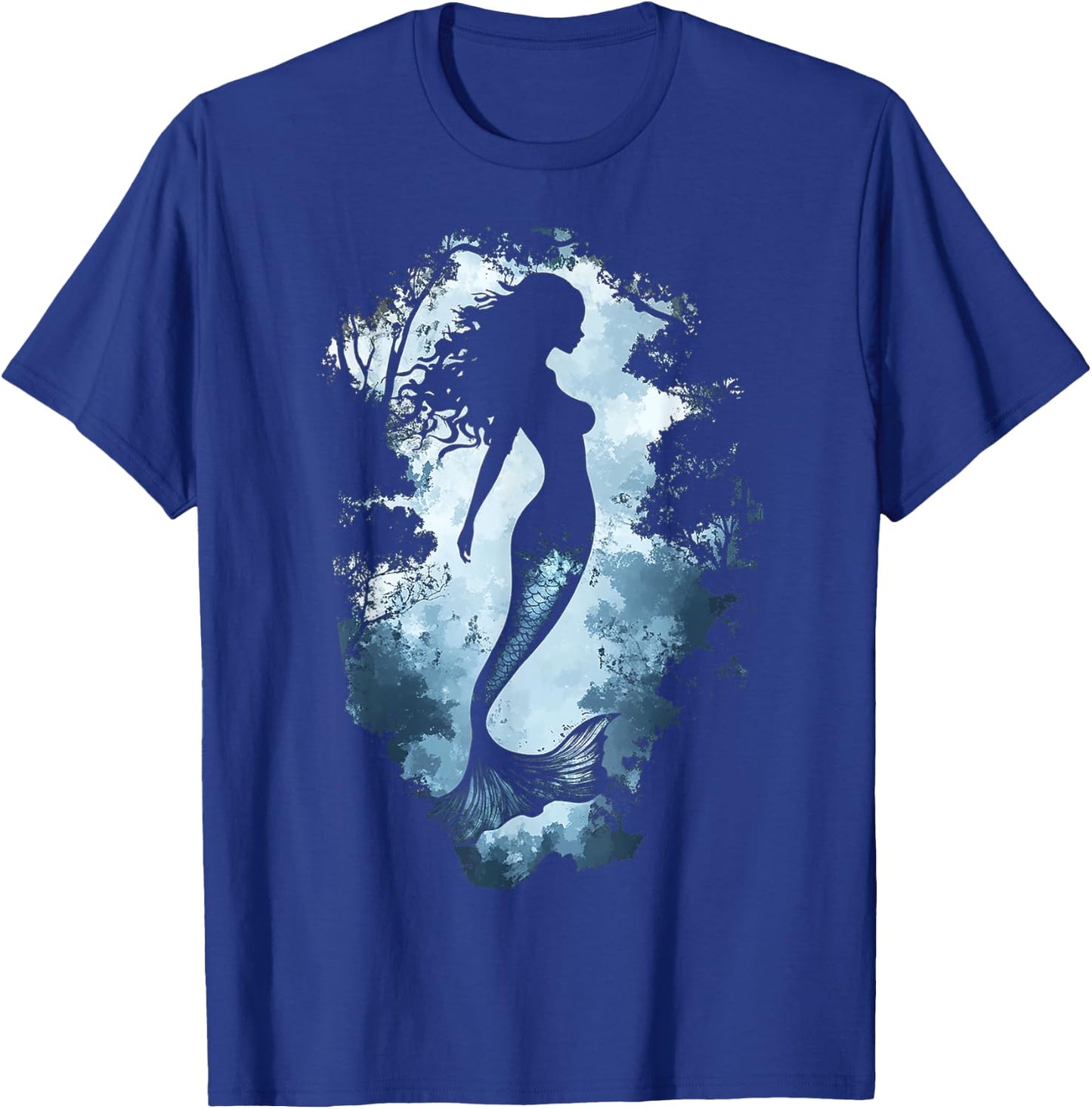 Mermaid Forest Mythical Motif Women Fantasy Graphic Mermaid T-Shirt - T-Shirt | Royal