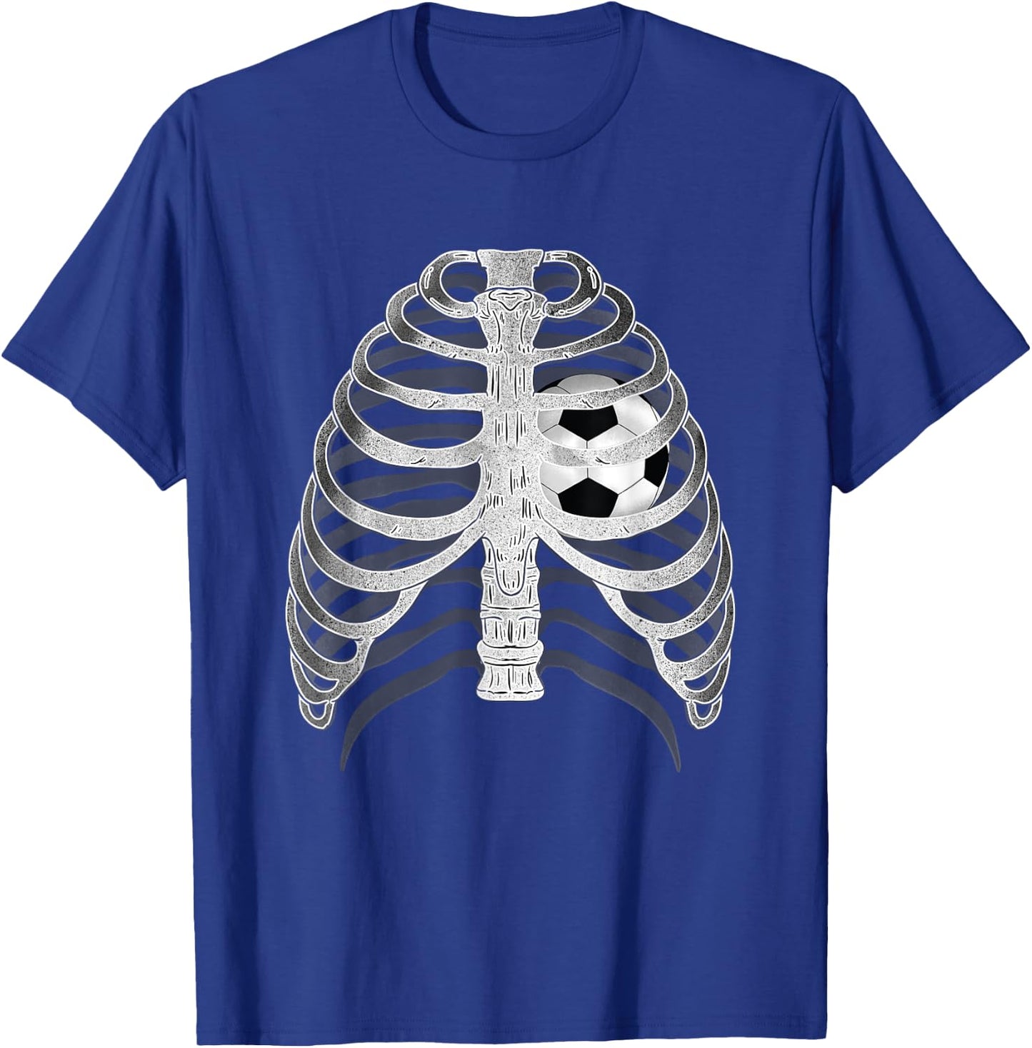 Skeleton X-ray Ribcage Soccer Ball Heart Halloween T-Shirt - T-Shirt | Royal