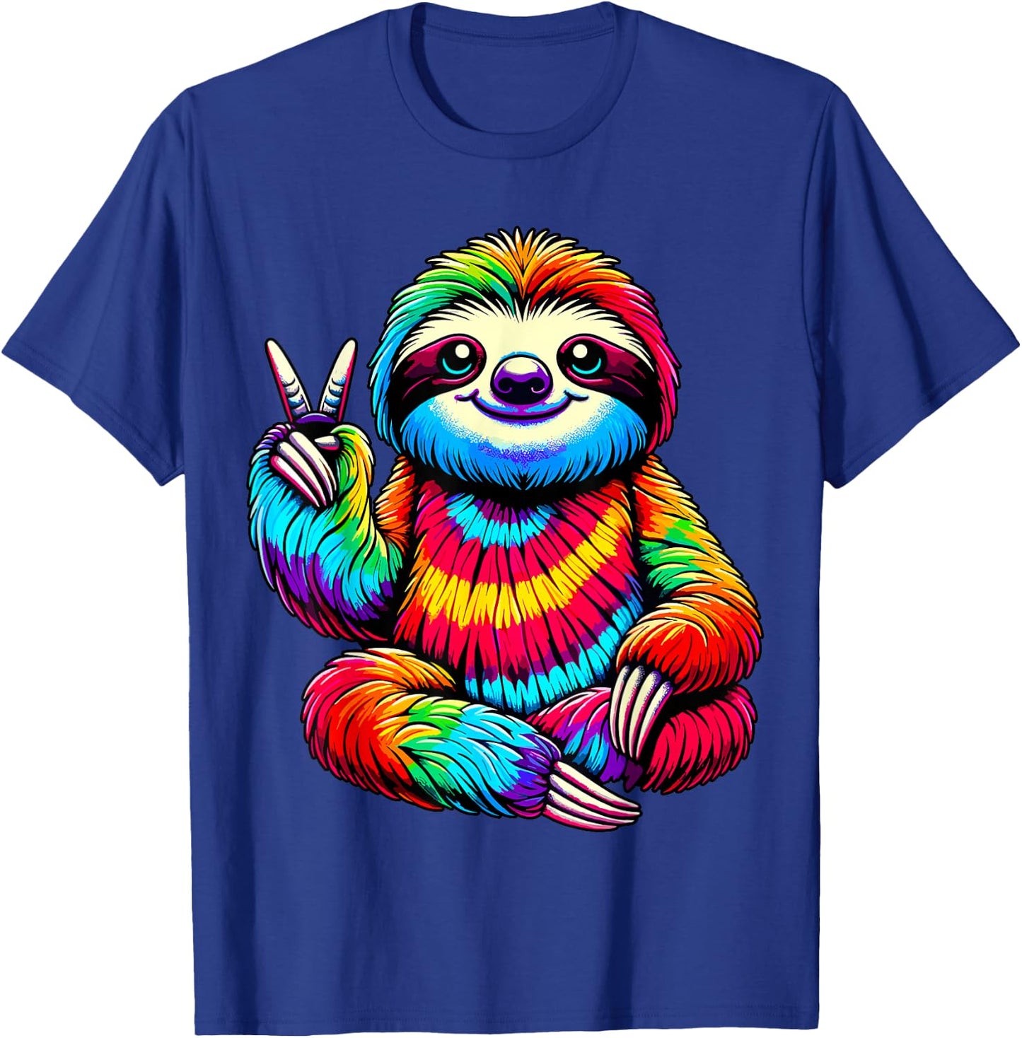 Tie-Dye Sloth Peace Sign Hippie T-Shirt - T-Shirt | Royal