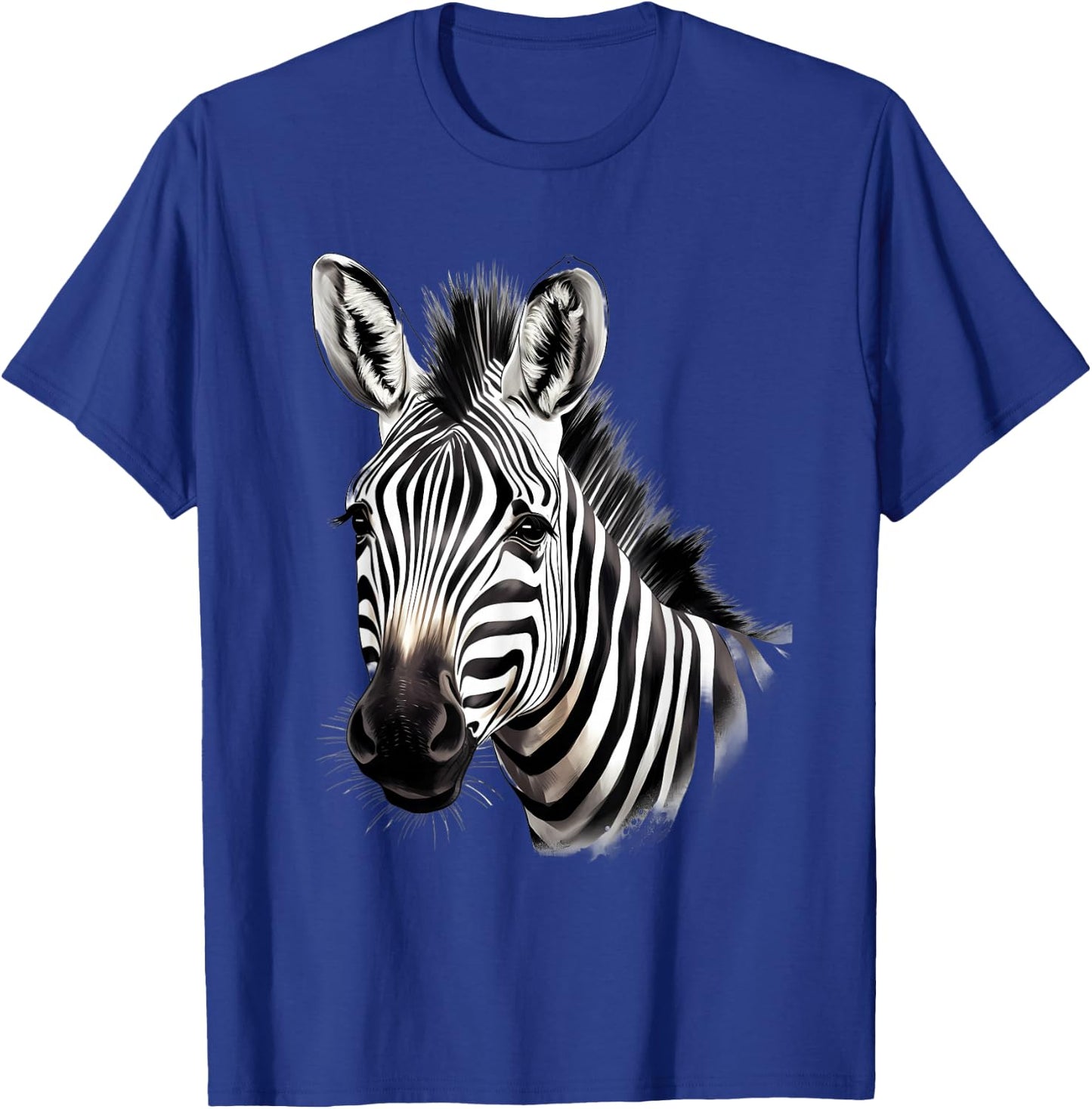Zebra Portrait Drawing Wildlife Animal Print Nature Motif T-Shirt - T-Shirt | Royal