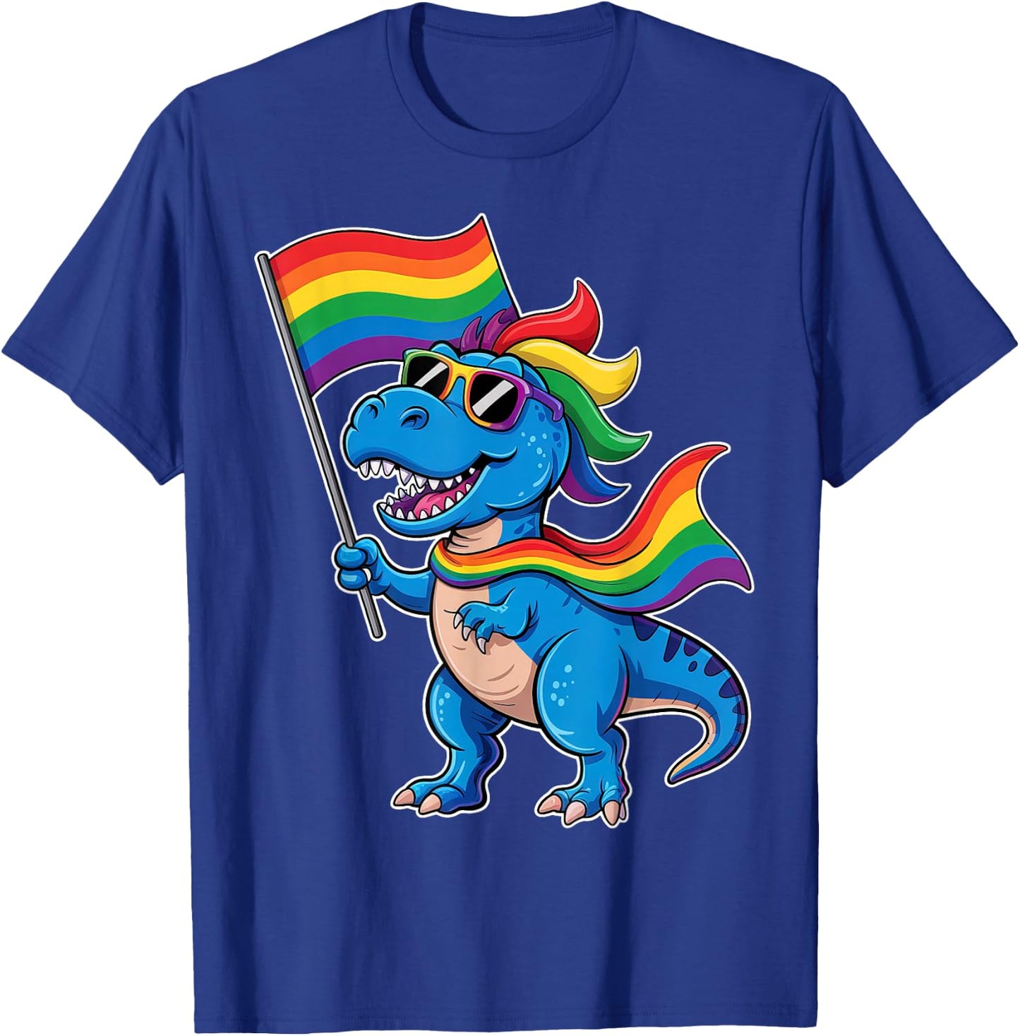 Dinosaur Gay Pride LGBT Rainbow Flag LGBTQ Allysaurus T-Shirt - T-Shirt | Royal