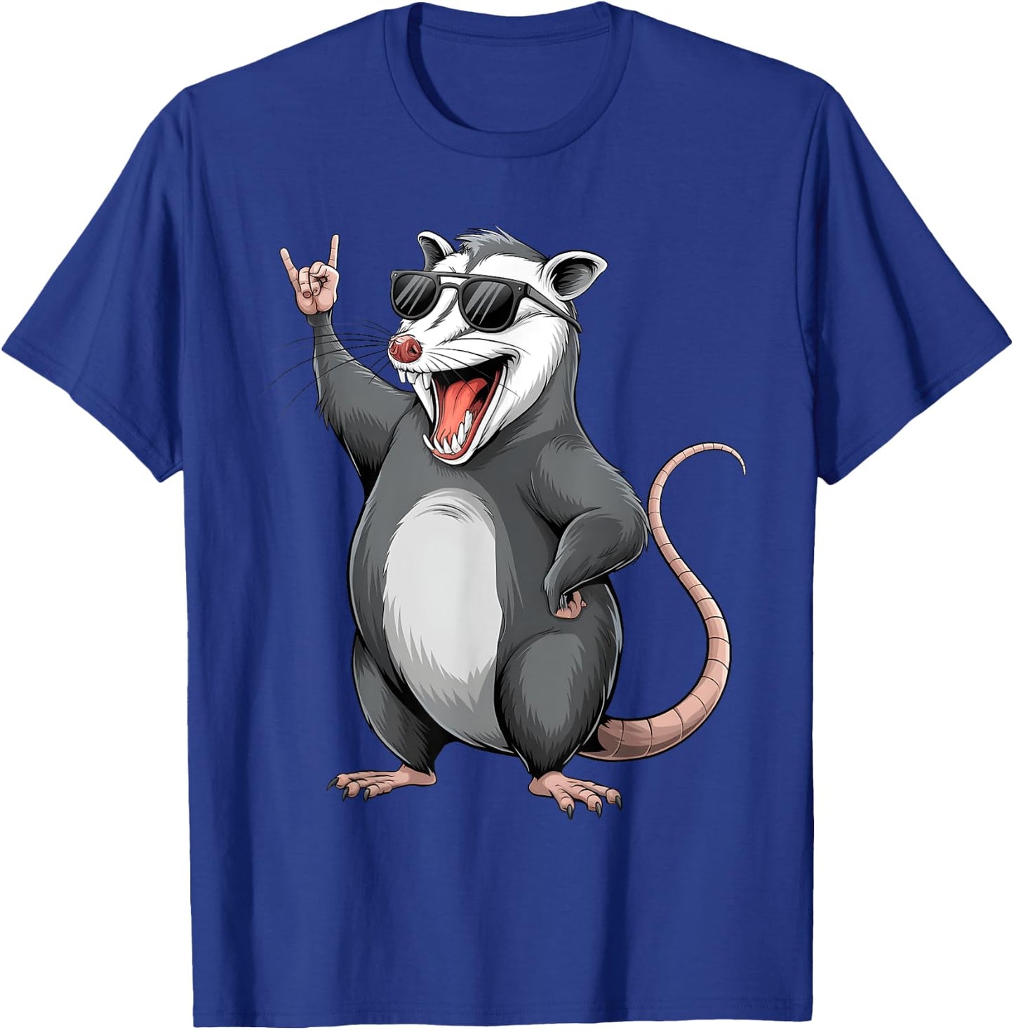 Rocking Opossum Trash Animal Rock Music Funny Possum Graphic T-Shirt - T-Shirt | Royal