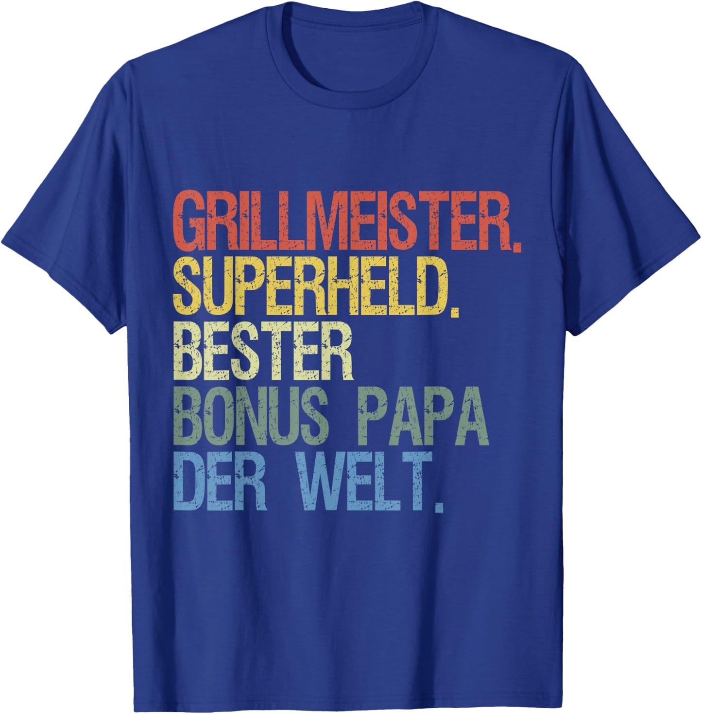 Bonus Papa für Vatertag & Geburtstag - Grillmeister Superheld - Schwarz, Kurzarm, Klein, EU 41, Klassische Passform, , Baumwolle T-Shirt - T-Shirt | Royal
