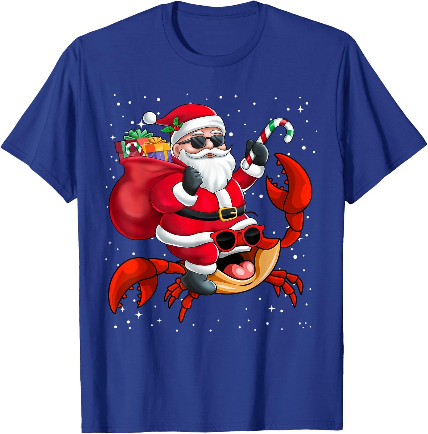 Santa Claus Riding A Crab Christmas Boy Girl Kids T-Shirt - T-Shirt | Royal