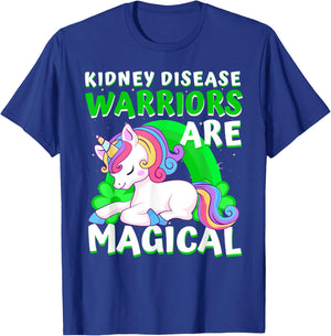 Warriors Are Magical Kidney Disease Awareness Unicorn Ribbon T-Shirt - T-Shirt | Royal